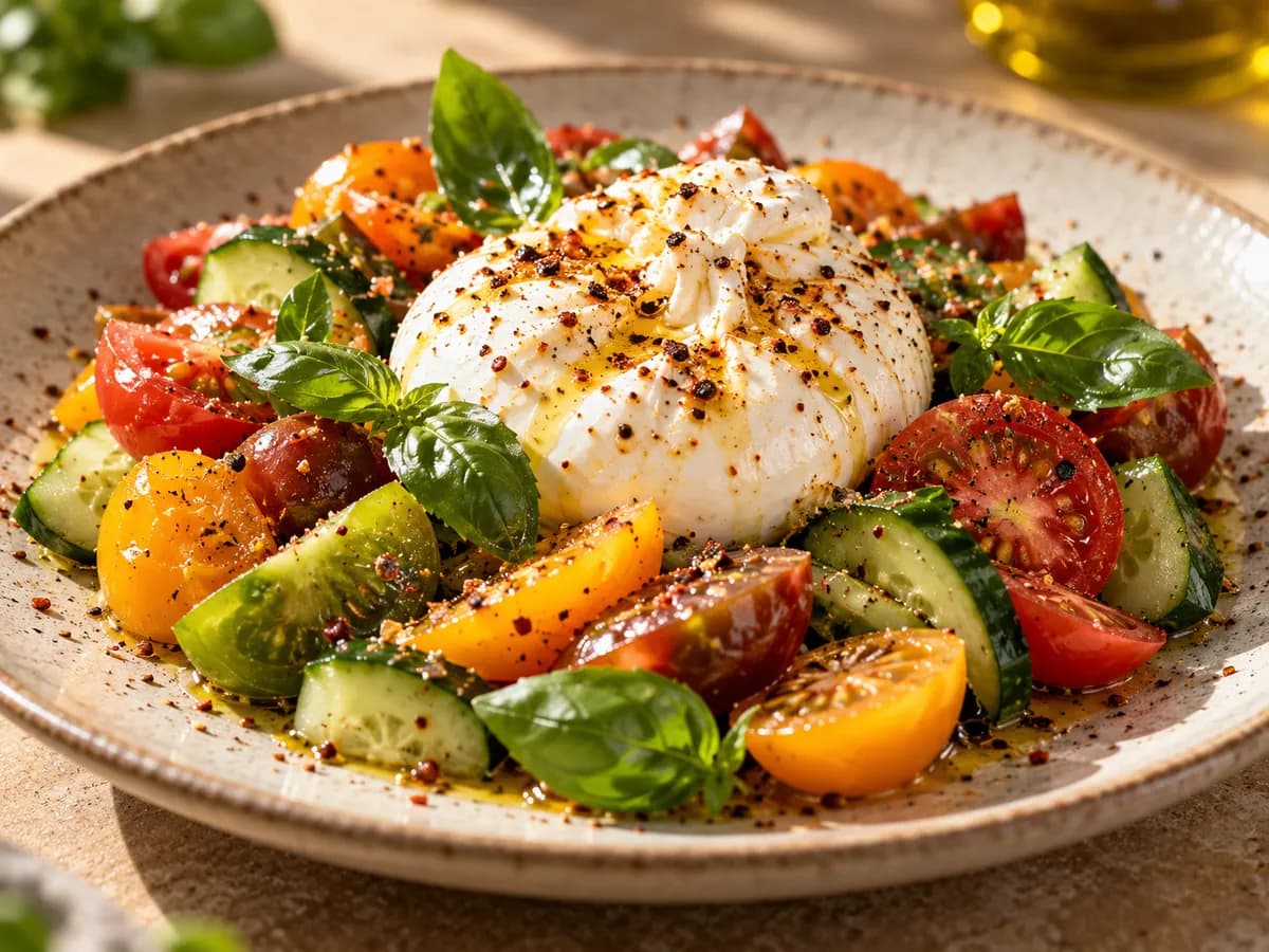 Burratalı Domates & Salatalık Salatası